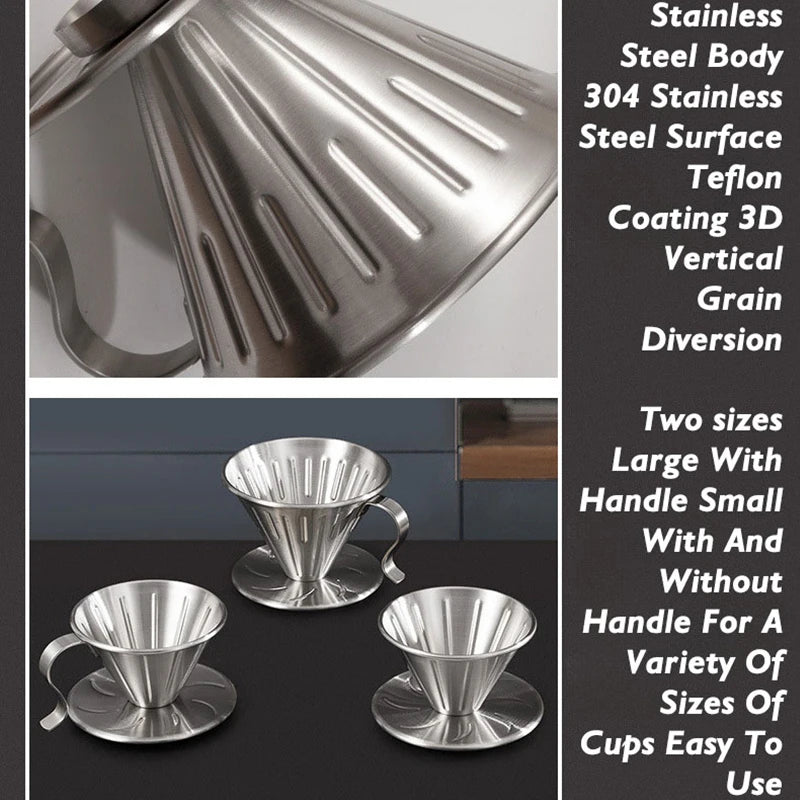 Coffee Filter Stainless Steel 304 Coffee Set Filter Cup Funnel Drip