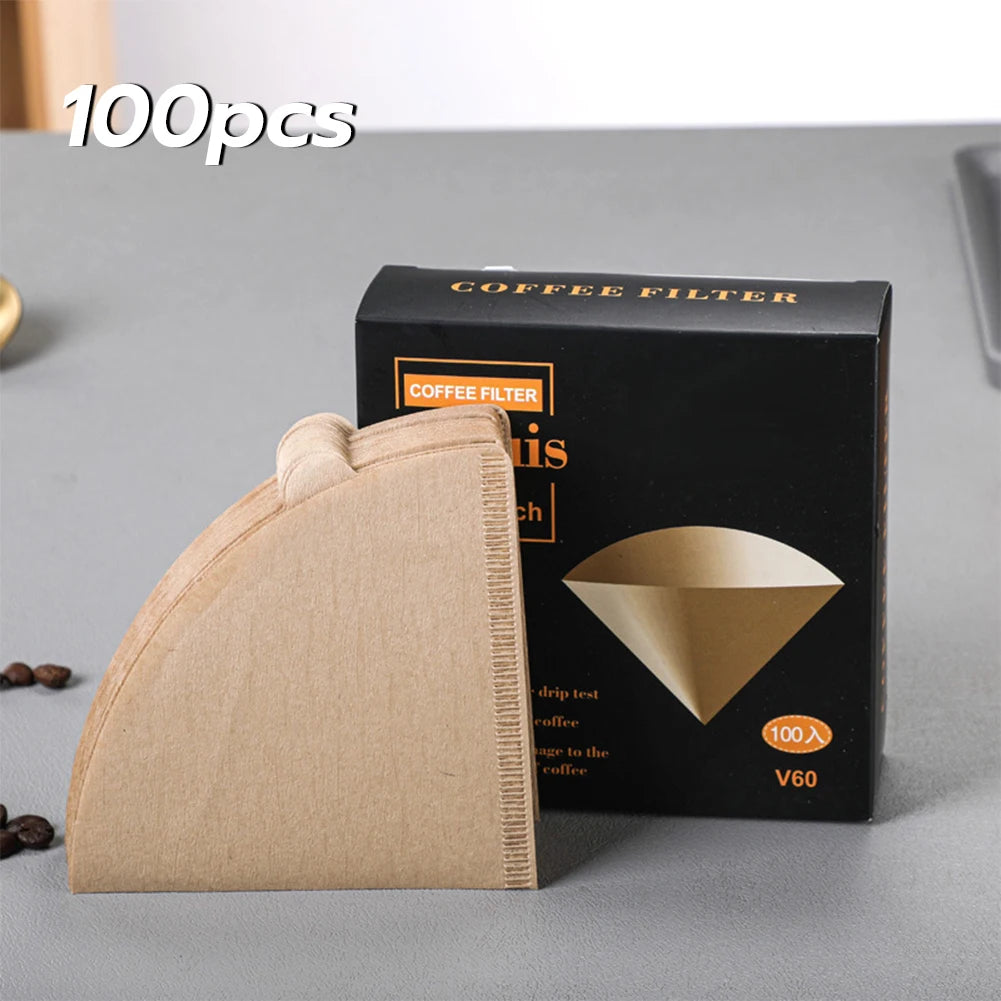 Coffee Filter Cone Unbleached Natural Pulp Disposable Coffee Paper Filter For V60 Cone Pour Over Coffee Filter Drip Coffee Maker