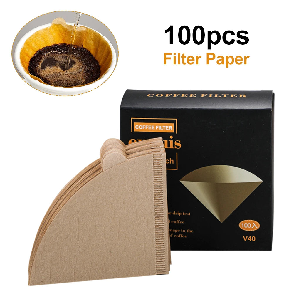 Coffee Filter Cone Unbleached Natural Pulp Disposable Coffee Paper Filter For V60 Cone Pour Over Coffee Filter Drip Coffee Maker