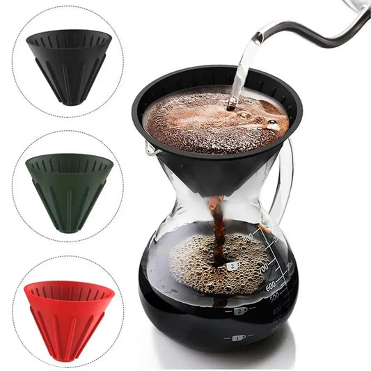 Coffee Drip Filter Cup Reusable Hand-pushed Silicone Funnel Foldable Filter Cup Coffee Making Tool Coffee Filters Cup Funnel