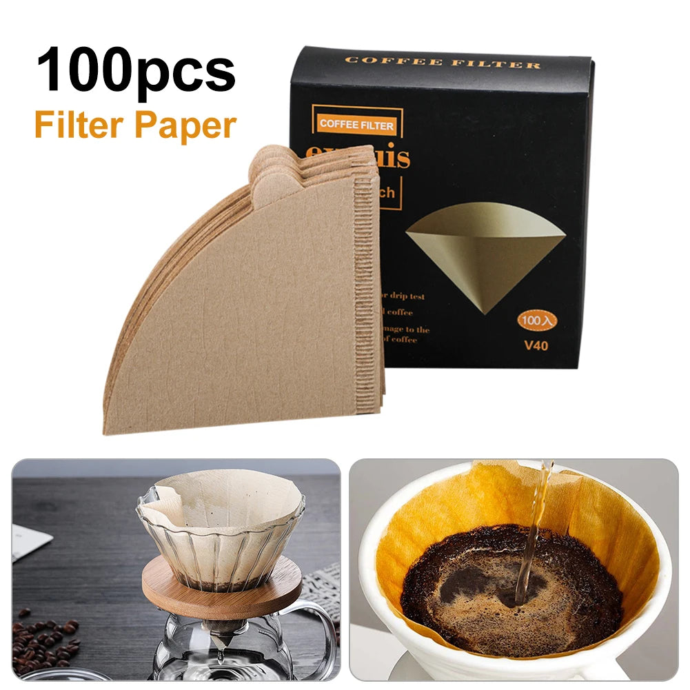 Coffee Filter Cone Unbleached Natural Pulp Disposable Coffee Paper Filter For V60 Cone Pour Over Coffee Filter Drip Coffee Maker