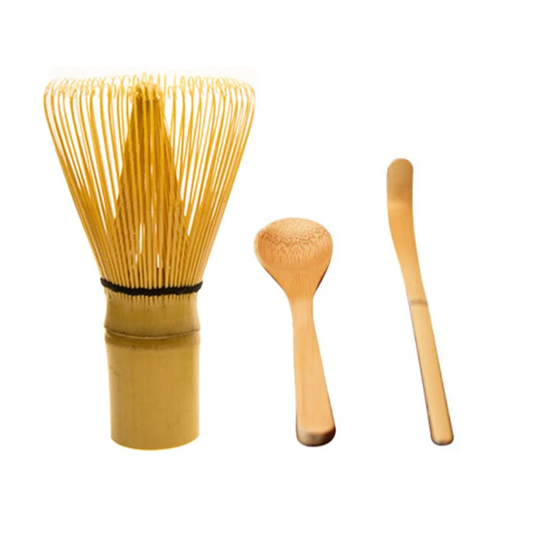 Bamboo Matcha Whisk Set  3 in 1 Traditional Scoop Chashaku Tea Spoon and Brush Set Indoor Beverage Shop Tea-making Tools Kit