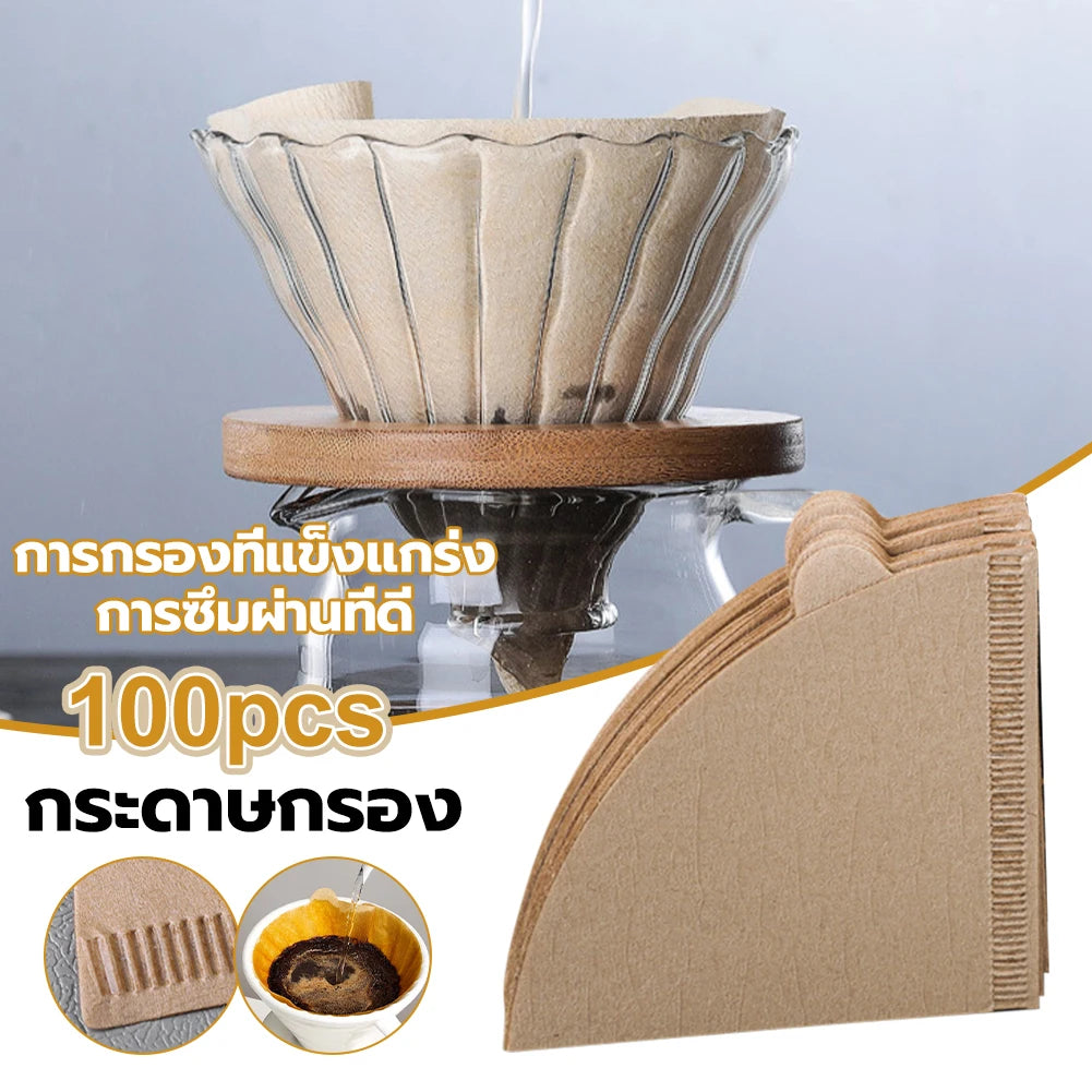 Coffee Filter Cone Unbleached Natural Pulp Disposable Coffee Paper Filter For V60 Cone Pour Over Coffee Filter Drip Coffee Maker